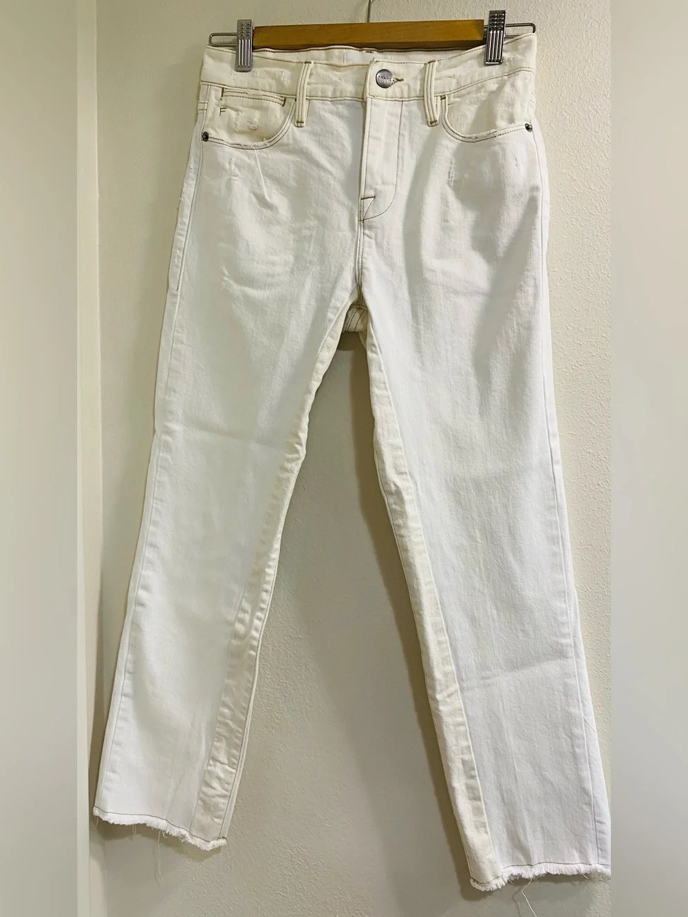 Frame Denim White Straight-Leg Jeans
